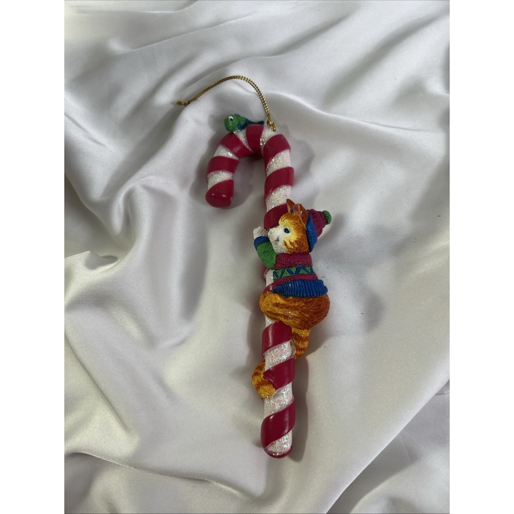 Vinatge 1996 Avon Candy Cane Cat Ornament Gift Collection New In Box Christmas